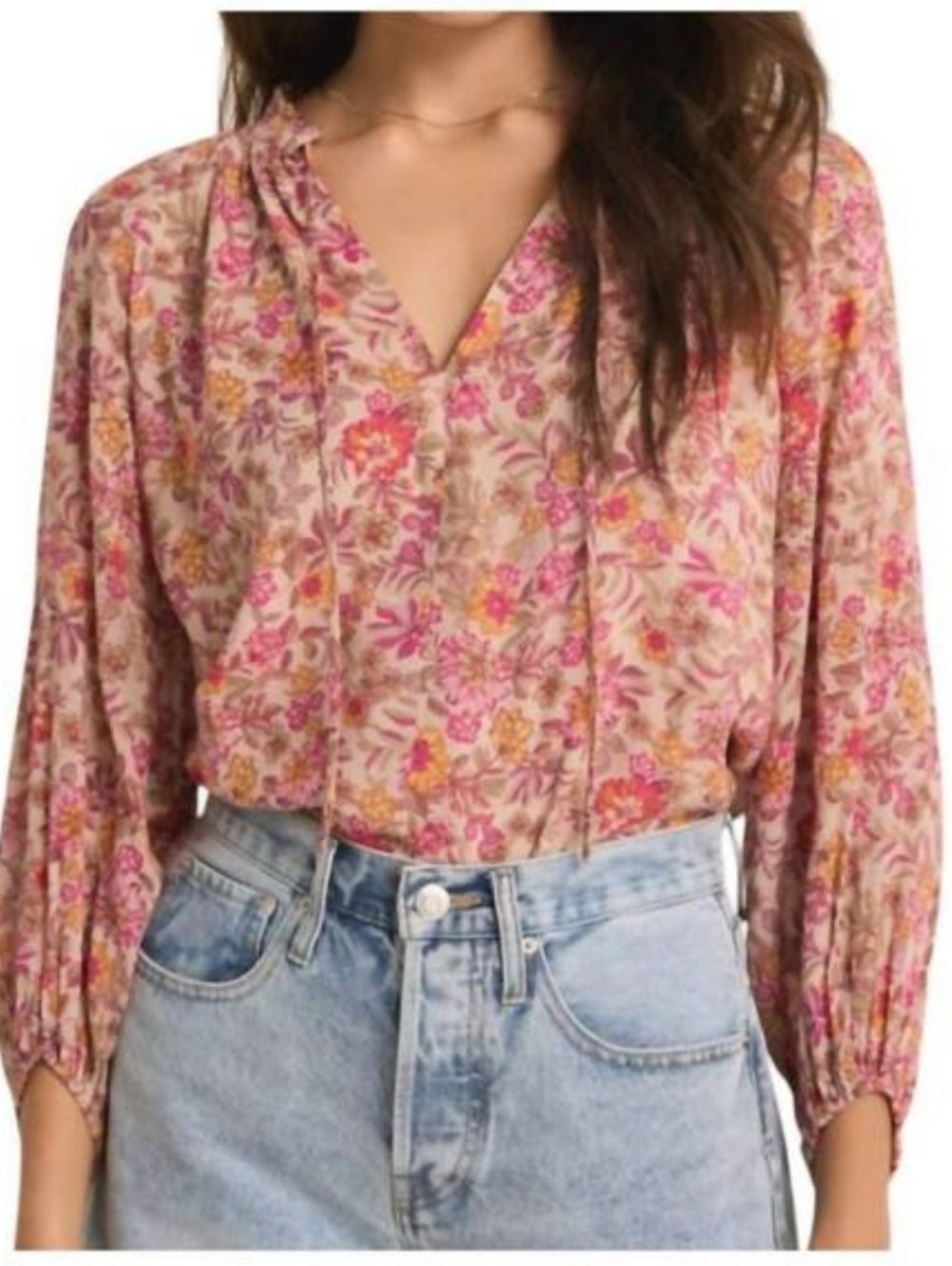 Z Supply Carine Lima Floral Printed Top Size Small